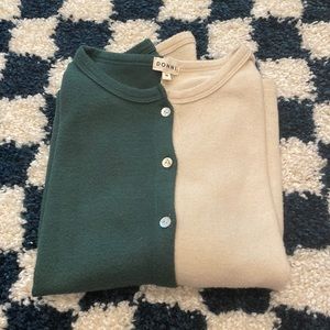 DONNI. Green and Cream Cardigan